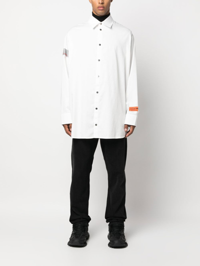 Shop Heron Preston Stripe-detail Popeline Shirt In Weiss