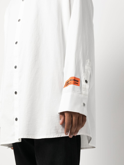Shop Heron Preston Stripe-detail Popeline Shirt In Weiss