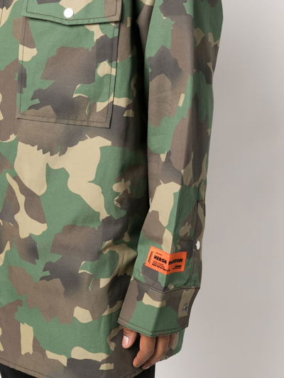 Shop Heron Preston Camouflage-print Shirt Jacket In Grün
