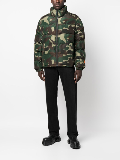 Shop Heron Preston Camouflage-print Padded Jacket In Grün