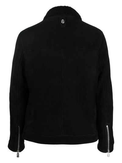 Billionaire Aviator Zip-up Bomber Jacket In Schwarz