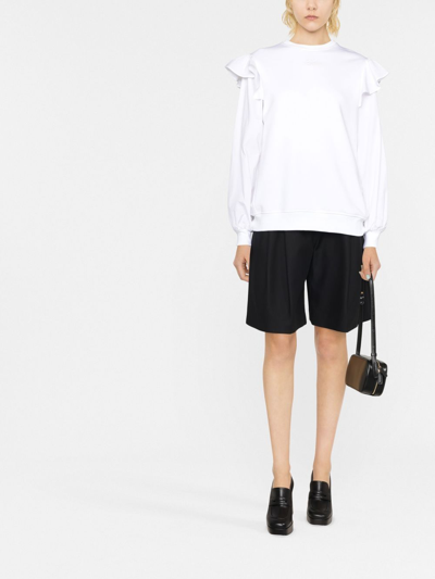 Karl Lagerfeld Ruffle-trim Sweatshirt In White