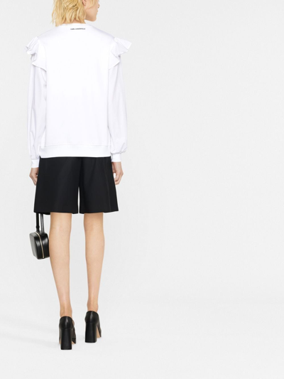Karl Lagerfeld Ruffle-trim Sweatshirt In White