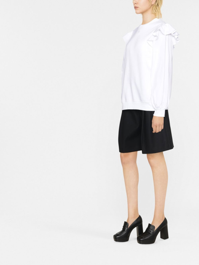 Karl Lagerfeld Ruffle-trim Sweatshirt In White