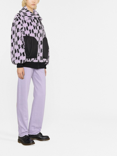 Shop Karl Lagerfeld Monogram Faux-shearling Jacket In Purple