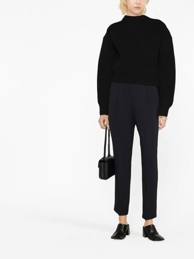 Joseph Round-neck Cardigan-stitch Knitted Jumper In Schwarz