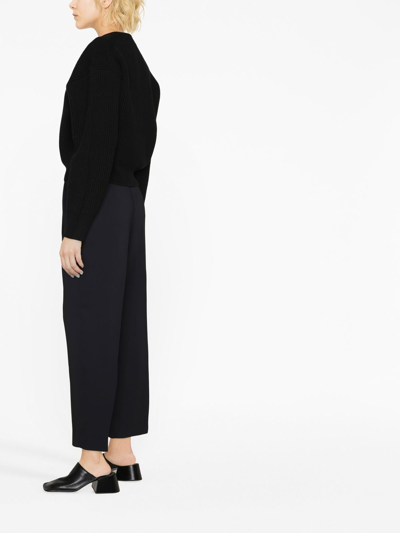 Joseph Round-neck Cardigan-stitch Knitted Jumper In Schwarz