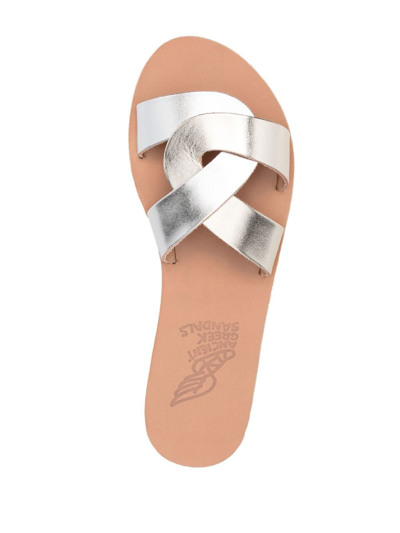 Shop Ancient Greek Sandals Open-toe Strap Sandals In Silver