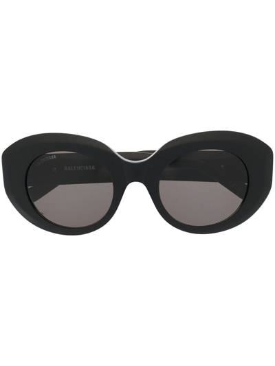 Balenciaga Rive Gauche Round Frame Sunglasses In Schwarz