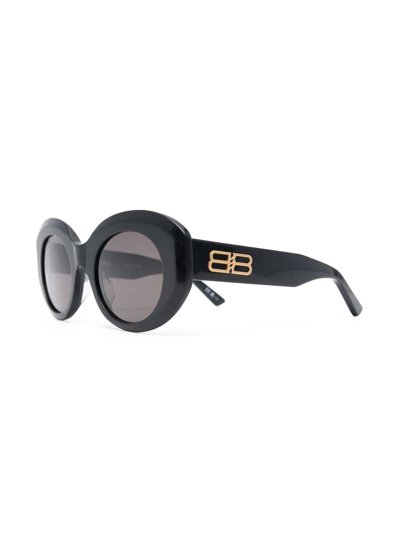 Balenciaga Rive Gauche Round Frame Sunglasses In Schwarz