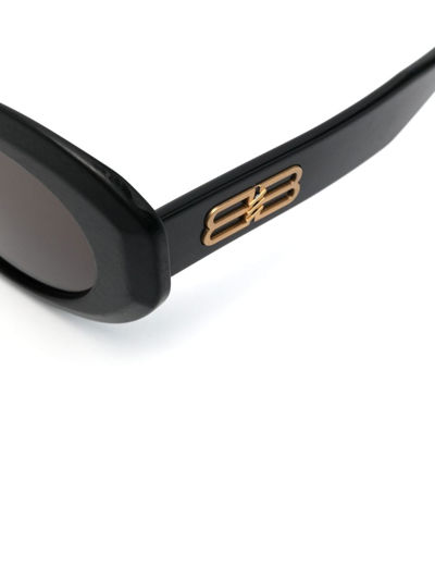 Balenciaga Rive Gauche Round Frame Sunglasses In Schwarz