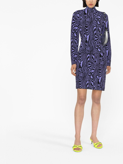 Moschino Graphic-pattern Knitted Mini Skirt In Violett