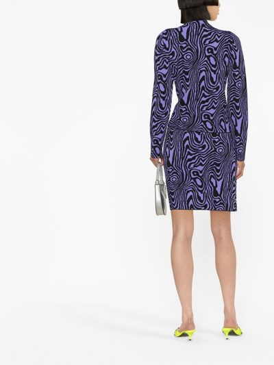 Moschino Graphic-pattern Knitted Mini Skirt In Violett