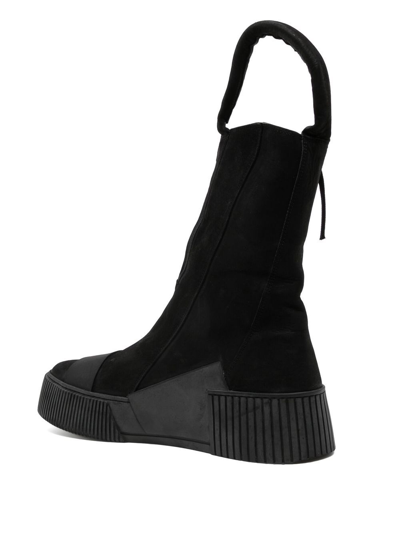 Shop Boris Bidjan Saberi Logo-debossed Side-zip Boots In Black