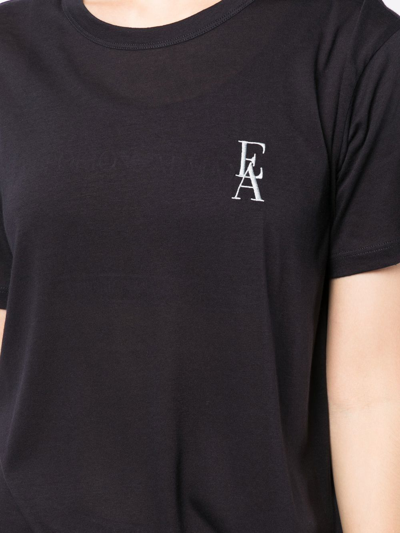 Shop Emporio Armani Embroidered-logo Short-sleeve T-shirt In Black