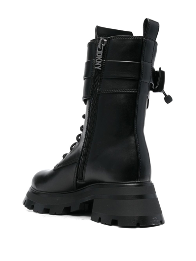 Dkny 55mm Sava Buckle-detail Combat Boots In Schwarz