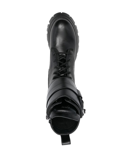Dkny 55mm Sava Buckle-detail Combat Boots In Schwarz