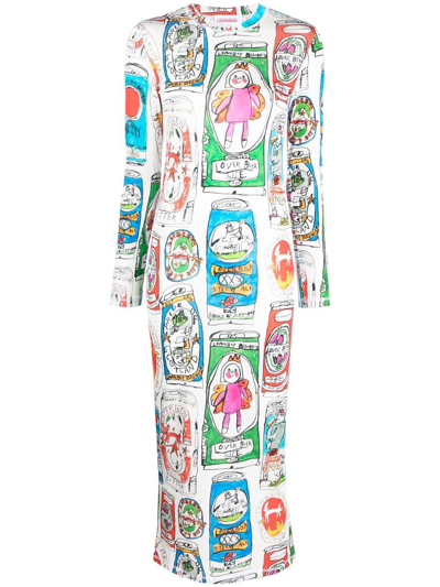 Shop Charles Jeffrey Loverboy Graphic-print Maxi Dress In White