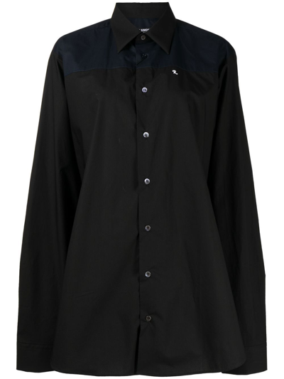 Shop Raf Simons Embroidered Lettering Cotton Shirt In Black