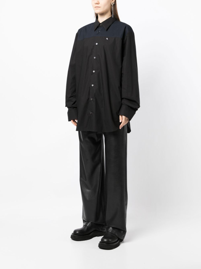Shop Raf Simons Embroidered Lettering Cotton Shirt In Black