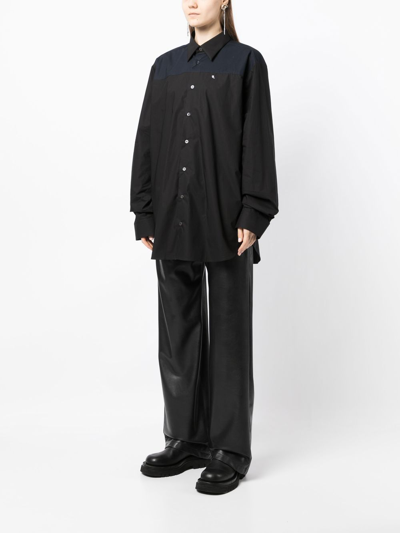 Raf Simons Embroidered Lettering Cotton Shirt In Black