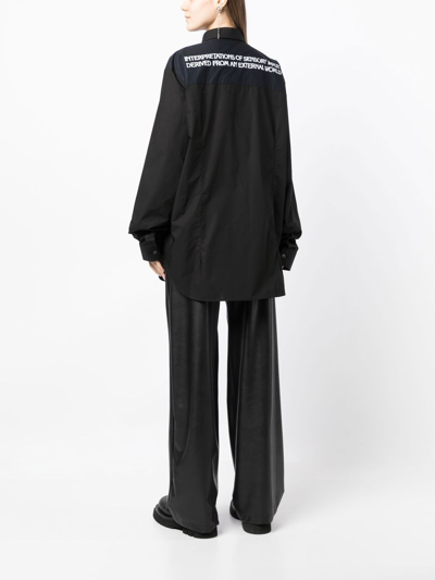 Raf Simons Embroidered Lettering Cotton Shirt In Black