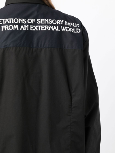 Shop Raf Simons Embroidered Lettering Cotton Shirt In Black