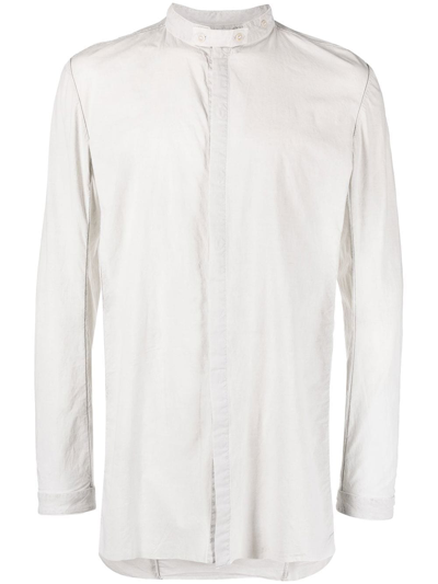Shop Boris Bidjan Saberi Long-sleeve Band-collar Shirt In Grau