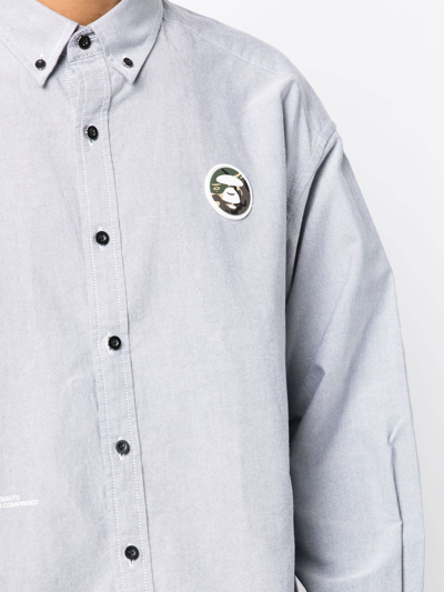 Shop Aape By A Bathing Ape Logo-patch Button-down Shirt In Grau