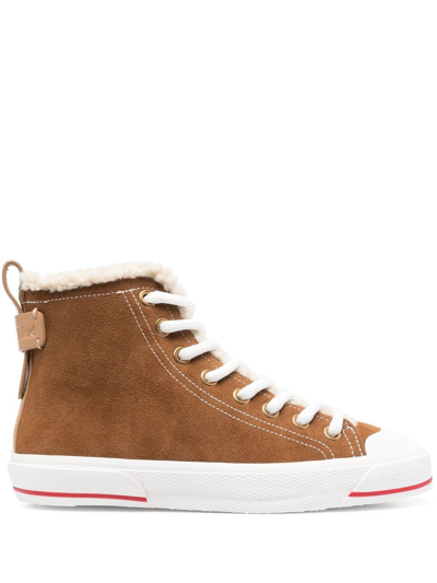 Shop See By Chloé High-top Shearling Lined Sneakers In Braun