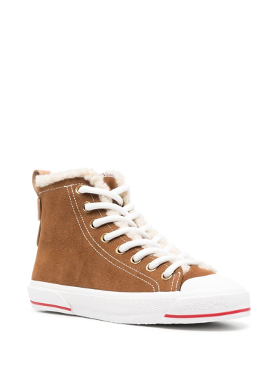Shop See By Chloé High-top Shearling Lined Sneakers In Braun
