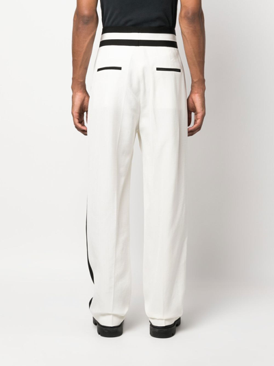 Shop Casablanca Side-stripe Straight-leg Trousers In Weiss