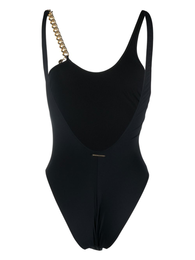 Shop Stella Mccartney Chain-detail Backless Swimsuit In Schwarz