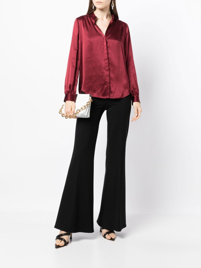 Shop L Agence Button-up Silk Blouse In Red