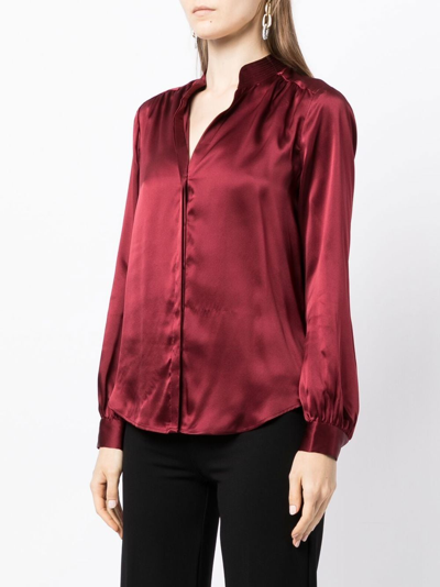 Shop L Agence Button-up Silk Blouse In Red