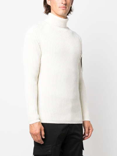Shop C.p. Company Logo-patch Roll-neck Jumper In Nude