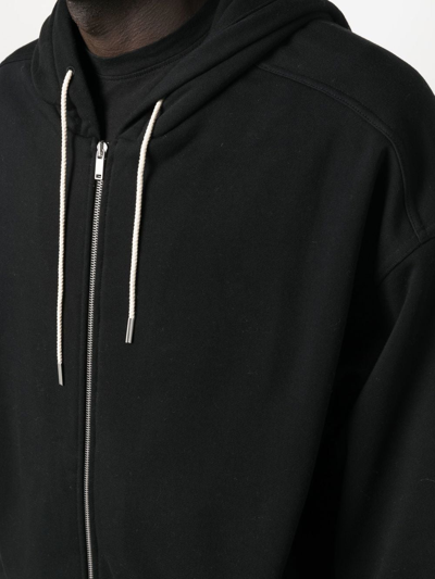 Shop Jil Sander Zip-up Long-sleeve Hoodie In Black
