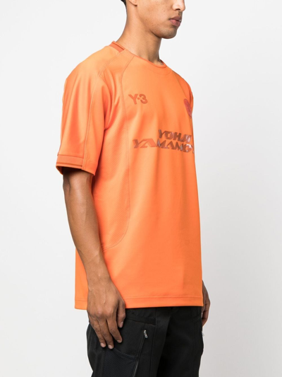 Shop Y-3 Logo-print Short-sleeve T-shirt In Orange
