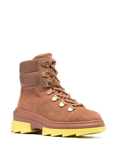 Stuart Weitzman Noho Hiker Lace-up Boots In Braun