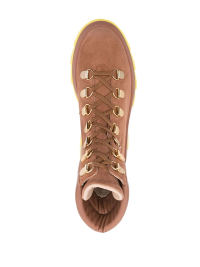 Stuart Weitzman Noho Hiker Lace-up Boots In Braun