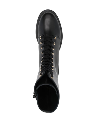 Shop Stuart Weitzman Soho Lace-up Fastening 70mm Boots In Black