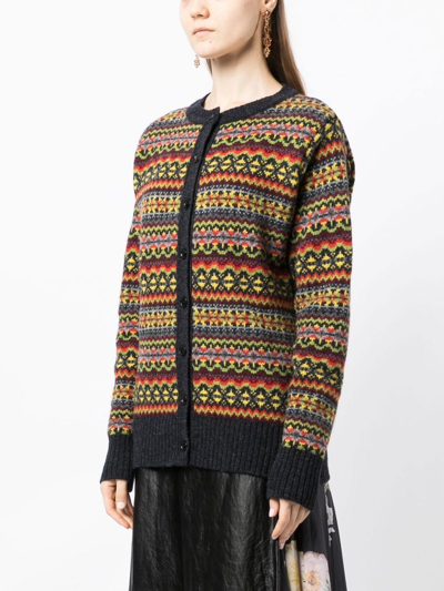 Shop Molly Goddard Intarsia-knit Button-down Cardigan In Multicolour