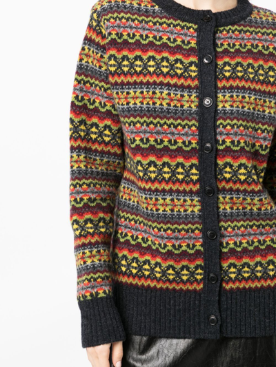 Shop Molly Goddard Intarsia-knit Button-down Cardigan In Multicolour