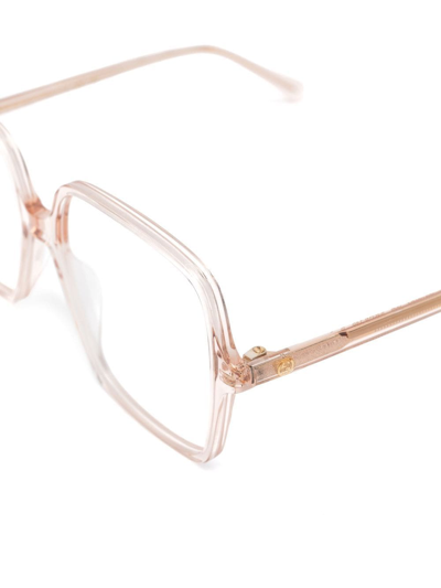 Shop Gucci Oversize Square Frame Glasses In Nude