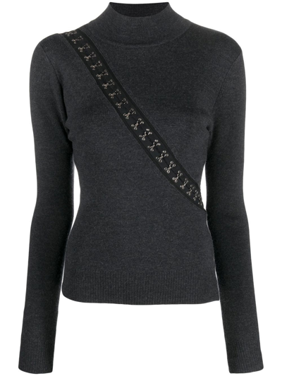 Monse Hook-and-eye Cutout Rib Sweater In Grau