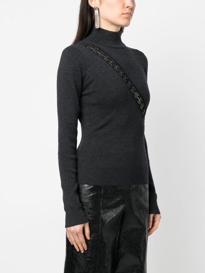 Monse Hook-and-eye Cutout Rib Sweater In Grau
