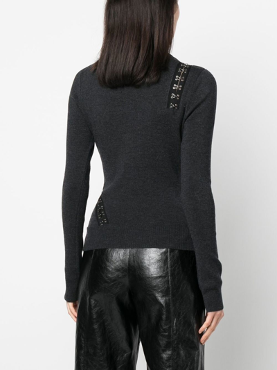 Monse Hook-and-eye Cutout Rib Sweater In Grau