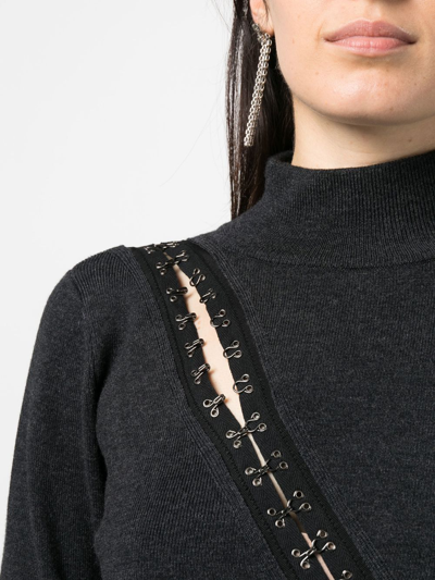 Monse Hook-and-eye Cutout Rib Sweater In Grau