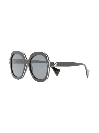 Gucci Logo-plaque Square-frame Sunglasses In Black