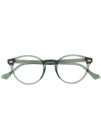 Gucci Round Frame Optical Glasses In Grün